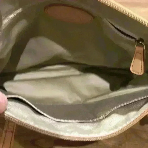 FOSSIL Issue No. 1954 Crossbody Shoulder Purse Handbag Tan with Cloth - Picture 9 of 13